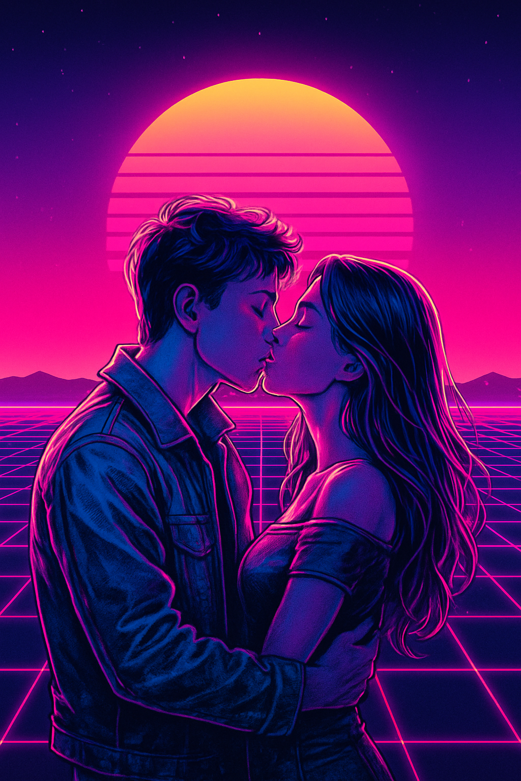 Couple kissing on a date